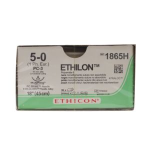 Ethicon Ethilon 5/0 Sutures: 3/8 Conventional Cutting, 45 cm, 16 mm, Blue