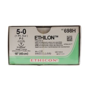 Ethicon Ethilon 5/0 Suture: 3/8 Circle Reverse Cutting, 45 cm, 13 mm, Black