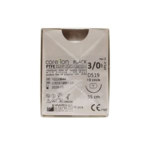 Coreflon PTFE 3/0 Suture: 1/2 Circle Reverse Cutting, 55 cm, 19 mm, White