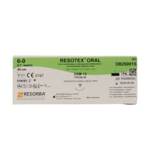 Resorba Resotex Oral 6/0 Sutures: 3/8 Circle Reverse Cutting, 45 cm, 13 mm, Black