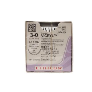 Ethicon Vicryl Sutures: 1/2 Circle Conventional Cutting, 45 cm, 22 mm, Undyed