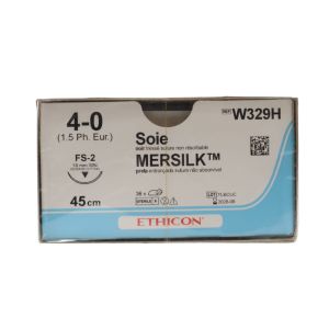 Ethicon Mersilk 4/0 Sutures: 3/8 Circle Reverse Cutting, 45 cm, 19 mm, Black