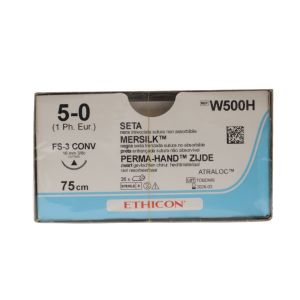 Ethicon Mersilk 5/0 Sutures: 3/8 Circle Conventional Cutting, 75cm, 16 mm, Black