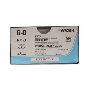 Ethicon Mersilk 6/0 Sutures: 3/8 Circle Conventional Cutting, 45 cm, 16 mm, Black