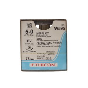 Ethicon Mersilk 5/0 Sutures: 3/8 Circle Round Bodied, 75, 11 mm, Black