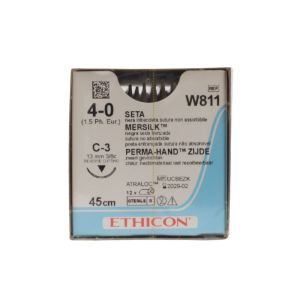 Ethicon Mersilk 4/0 Sutures: 3/8 Circle Reverse Cutting , 45 cm, 13 mm, Black