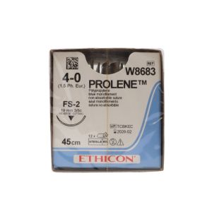 Ethicon Prolene 4/0 Sutures: 3/8 Circle Reverse Cutting, 45 cm, 19 mm, Blue