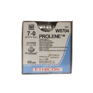 Ethicon Prolene 7/0 Sutures: 3/8 Circle, 60 cm, 9.3 mm, Blue