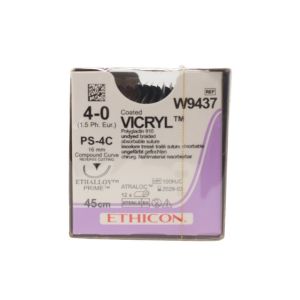 Ethicon Vicryl 4/0 Sutures: Compound Curve Reverse Cutting, 45 cm, 16 mm, Undyed