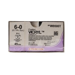 Ethicon Vicryl 6/0 Sutures: 3/8 Circle Reverse Cutting, 45 cm, 11 mm, Undyed