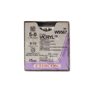 Ethicon Vicryl 5/0 Sutures: 1/2 Circle Spatula, 45 cm, 8.0 mm, Violet