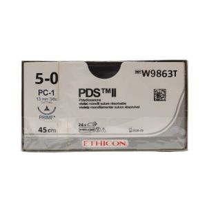 Ethicon PDS II 5/0 Sutures: 3/8 Circle Conventional Cutting, 45 mm, 13 mm, Undyed