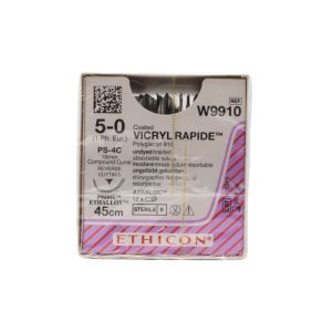 Ethicon Vicryl Rapide 5/0 Sutures: Compound Curve Reverse Cutting, 45 cm, 16 mm, Undyed