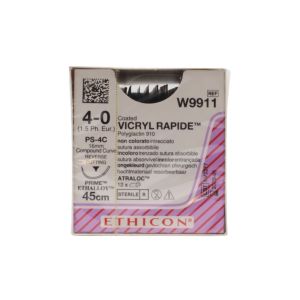 Ethicon Vicryl Rapide 4/0 Sutures: Compound Curve Reverse Cutting, 45 cm, 16 mm, Undyed