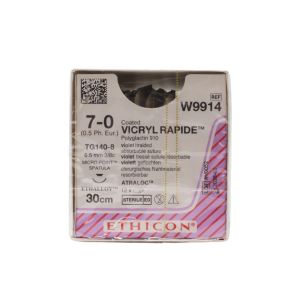  Ethicon Coated Vicryl Rapide 7/0 Sutures: 3/8 circle Micro-Point Spatula, 6.5 mm, Violet