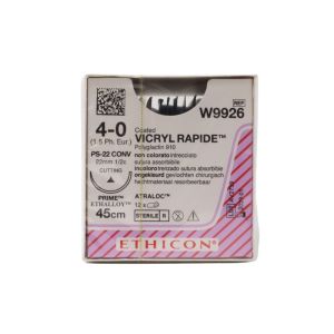 Ethicon Vicryl Rapide 4/0 Suture: 1/2 Circle Conventional cutting, 45 cm, 22 mm, Undyed 