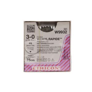 Ethicon Vicryl Rapide 3/0 Sutures: 3/8 Circle Reverse Cutting, 75 cm, 26 mm, Undyed