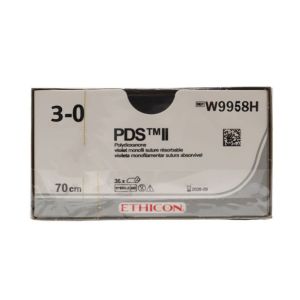 Ethicon PDS II 3/0 Sutures: 1/2 Circle Blunt Point, 70 cm, 31 mm, Violet