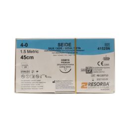 Resorba Black Silk 4/0 Sutures: 3/8 Premium Reverse Cutting , 45 cm, 16 mm, Black