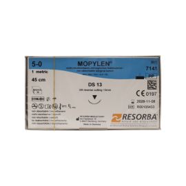 Resorba Mopylen 4/0 Sutures: 3/8 Circle Reverse Cutting, 45 cm, 13 mm, Blue