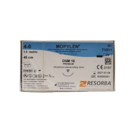 Resorba Mopylen 4/0 Sutures: 3/8 Circle Premium Reverse Cutting, 45 cm, 16 mm, Blue