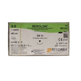 Resorba Resolon 5/0 Sutures: 3/8 Circle Reverse Cutting, 45 cm, 13 mm, Blue