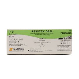 Resorba Resotex Oral 7/0 Sutures: 3/8 Circle Premium Reverse Cutting, 45cm, 13 mm, Black