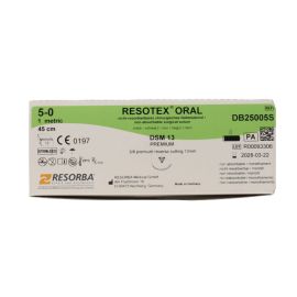 Resorba Resotex Oral 5/0 Sutures: 3/8 Circle Premium Reverse Cutting, 45 cm, 13 mm, Black