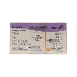 Resorba PGA 4/0 Sutures: 1/2 Circle Reverse Cutting, 70 cm, 18 mm, Violet