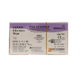 Resorba PGA 5/0 Sutures: 3/8 Circle Premium Reverse Cutting, 70 cm, 13 mm, Violet