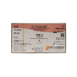 Resorba Glycolon 4/0 Sutures: 3/8 Premium Reverse Cutting, 45 cm, 13 mm, Violet