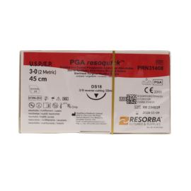 Resorba Resoquick 3/0 Sutures: 3/8 Circle Reverse Cutting, 45 cm, 18 mm, Undyed 