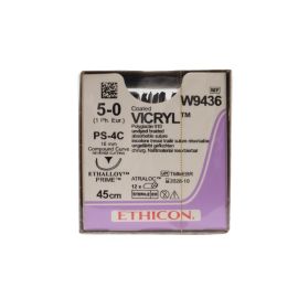 Ethicon Vicryl 5/0 Sutures: Compound Curve Reverse Cutting, 45 cm, 16 mm, Undyed